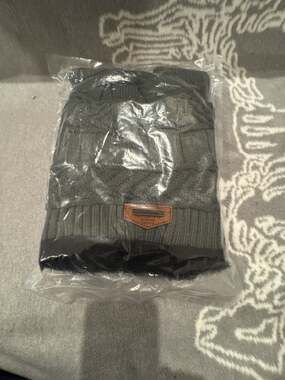 Song Ting Unisex Winter Beanie Hat and Gloves Set Thick Knit Fleece Lined Charco